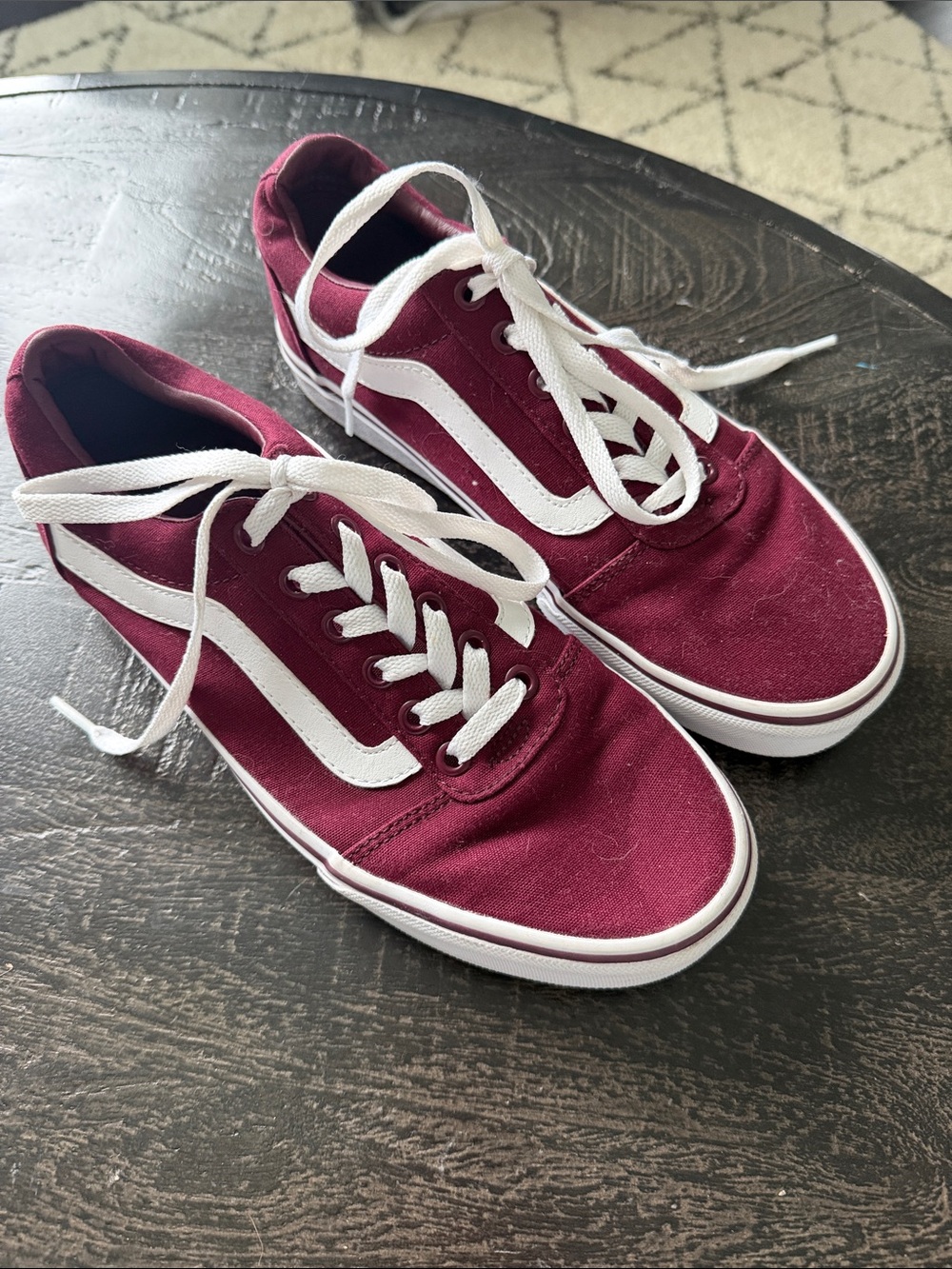 Vans Burgundy and White Old Skool Sneakers